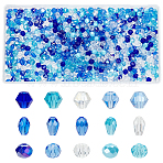 750Pcs 15 Styles Transparent Glass Beads, Imitate Austrian Crystal, Faceted Rondelle & Bicone & Teardrop, Mixed Color, 6x4~6mm, Hole: 1mm, 50Pcs/style(EGLA-PH0001-45)