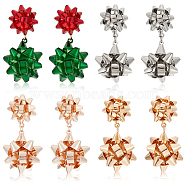 ANATTASOUL 4 Pairs 4 Colors Christmas Star Alloy Dangle Stud Earrings for Women, Mixed Color, 43.5x21.8mm, Pin: 0.8mm, 1 Pair/color(EJEW-AN0002-26)