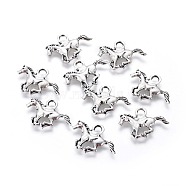 Horse Tibetan Style Alloy Charms, Cadmium Free & Lead Free, Antique Silver, 14.5x21x2mm, Hole: 3mm, about 1075pcs/1000g(TIBEP-Q052-31AS-LF)