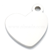 Non-Tarnish 304 Stainless Steel Pendants, Stamping Blank Tag, Heart, Stainless Steel Color, 16x16x2mm, Hole: 1.5mm(STAS-B016-03P)