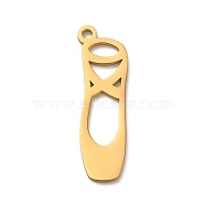 304 Stainless Steel Pendants, Laser Cut, Ballet Shoes Charm, Real 18K Gold Plated, 25x8x1mm, Hole: 1.5mm(STAS-O005-16G)