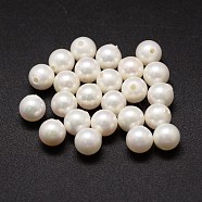 Shell Pearl Beads, Round, Grade A, Half Drilled, White, 7mm, Hole: 1mm(BSHE-L031-01-7mm)