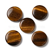 Natural Tiger Eye Pendants, Flat Round Charms, 30x6~7.5mm, Hole: 1.2mm(G-C028-03A)