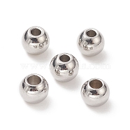 304 Stainless Steel Round Spacer Beads, Stainless Steel Color, 6x5mm, Hole: 2mm(STAS-N020-18B)