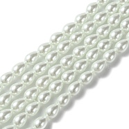 Glass Pearl teardrop, Beads Strands, White, 7x5mm, Hole: 1mm(X-HY-O001-B-02)