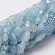 Natural Aquamarine Nuggets Bead Strands, 6~12x6~8mm, Hole: 1mm, about 46~48pcs/strand, 16 inch(G-M298-20)