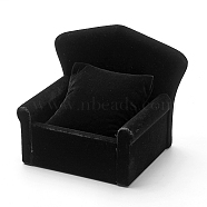 Wooden Chair Jewelry Bracelet Watch Displays, Covered with Velvet, with Sponge, Black, 14x10x11cm(BDIS-L001-01C)