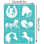 Self-Adhesive Silk Screen Printing Stencil, for Painting on Wood, DIY Decoration T-Shirt Fabric, Turquoise, Horse, 280x220mm(DIY-WH0338-192)