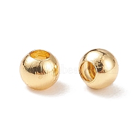 Rack Plating Brass Spacer Beads, Long-Lasting Plated, Round, Real 18k Gold Plated, 3x2.7mm, Hole: 1.2mm