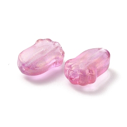 Transparent Glass Beads, Flower, Pink, 11x7x4.5mm, Hole: 1mm(GLAA-TAC0012-06A)