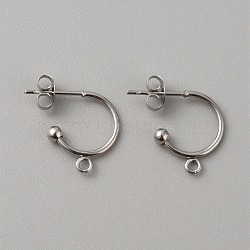 304 Stainless Steel Stud Earring Findings, with Horizontal Loops, Round, Stainless Steel Color, 16x13.5x3mm, Hole: 1.8mm(X1-STAS-TAC0017-02B)