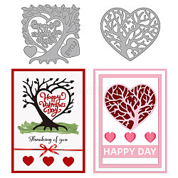 2Pcs 2 Styles Carbon Steel Cutting Dies Stencils, for DIY Scrapbooking, Photo Album, Decorative Embossing Paper Card, Stainless Steel Color, Heart, Tree of Life Pattern, 9x8.1x0.08cm, 1pc/style(DIY-WH0309-644)