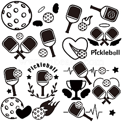 4Pcs 4 Styles PET Waterproof Self-adhesive Car Stickers, Pickleball Reflective Decals for Car, Motorcycle Decoration, Black, Sports Themed Pattern, 200x200mm, 1pc/style(DIY-WH0308-225A-009)