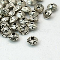 Tibetan Style Alloy Spacer Beads, Lead Free & Cadmium Free, Bicone, Antique Silver Color, 7.8mm in diameter, 5.5mm thick, hole: 1mm(K093Y041)