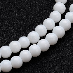 Opaque Color Glass Round Bead Strands, White, 6mm, Hole: 1mm, about 50pcs/strand, 11 inch(X-GLAA-I026-6mm-02)