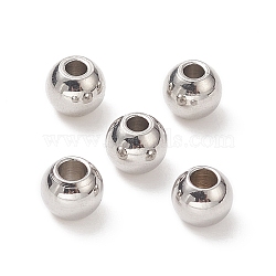 304 Stainless Steel Round Spacer Beads, Stainless Steel Color, 6x5mm, Hole: 2mm(STAS-N020-18B)