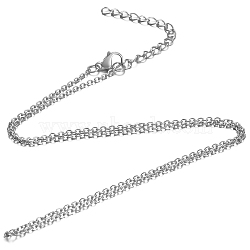 304 Stainless Steel Cable Chain Necklace, with Lobster Claw Clasps, Stainless Steel Color, 21.65 inch(55cm), 1.6mm(STAS-T040-PJ206-55)