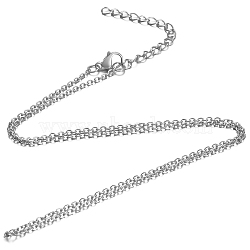 Non-Tarnish 304 Stainless Steel Cable Chain Necklace, with Lobster Claw Clasps, Stainless Steel Color, 21.65 inch(55cm), 1.6mm(STAS-T040-PJ206-55)