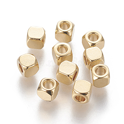 304 Stainless Steel Spacer Beads, Cube, Golden, 4x4x4mm, Hole: 2mm(STAS-L233-062G)