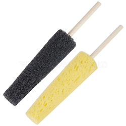 2Pcs 2 Colors Sponge Clay Sculpture Tool, with Wood Handle, DIY Art Pottery Tools, Mixed Color, 15.7x2.6~2.75cm, 1pc/color(AJEW-BC0007-21)