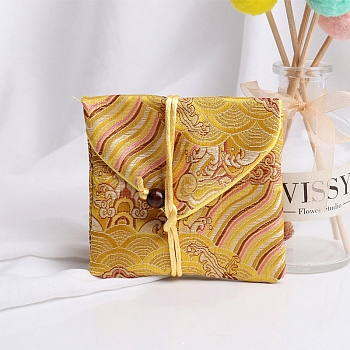 Rectangle Cloth Jewelry Storage Bags, Jewelry Envelope Packaging Pouches, Gold, 10x9.5cm