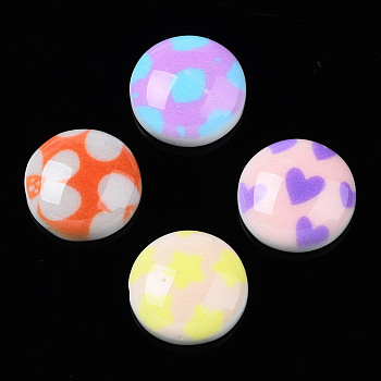 Opaque Resin Cabochons, Half Round/Dome, Mixed Color, 14x5mm