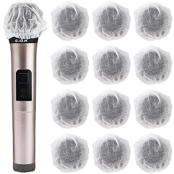 50 Pairs Non-woven Cloth Disposable Microphone Sleeve, Anti-Splash Dustproof Microphone Cover, for KTV, Conference Room, On Stage Performance, White, 18x55x7mm