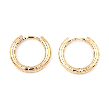 Brass Huggie Hoop Earrings, Light Gold, 16x17x2.5mm