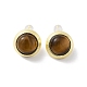 Natural Tiger Eye Ear Studs(EJEW-P256-63G)-1