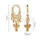Cactus Brass Dangle Huggie Hoop Earrings(EJEW-SW00001-05)-7