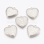 CCB Plastic Pendants, Heart with Flower, Platinum, 32.5x30x7mm, Hole: 3mm(CCB-G006-120P)