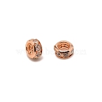 Brass Rhinestone Spacer Beads, Flat Round, Rose Gold, Crystal, 10x5.5mm, Hole: 5.5mm(RB-WH0003-03A-RG)