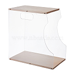 Wooden Vinyl Record Storage Holder Rack, Modern Design Music Album Display Stand, with Clear Acrylic Ends, for Music Lovers, Bisque, 32.8x20.1x35cm(ODIS-WH0086-135)