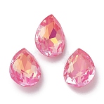 Glass Rhinestone Cabochons, Point Back & Back Plated, Faceted, Teardrop, Fuchsia, 14x10x5.5mm(RGLA-G020-06A-502AM)