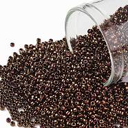 TOHO Round Seed Beads, Japanese Seed Beads, (501) Bronze Higher Metallic, 15/0, 1.5mm, Hole: 0.7mm, about 135000pcs/pound(SEED-TR15-0501)