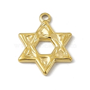 304 Stainless Steel Pendants, Star of David Charm, Golden, 17x13.5x1.5mm, Hole: 1.4mm(STAS-P316-07G)