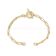 Brass Paperclip Chains Bracelet Makings, with 304 Stainless Steel Toggle Clasps, Golden, 6-5/8 inch(16.9cm)(AJEW-JB01226)