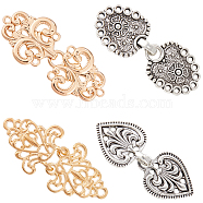 4Pcs 4 Styles Alloy Interlocking Clasps, Hook Clasps, with Rhinestone, Auspicious Clouds, Mixed Color, 19~48x48~68mm, 1pc/style(FIND-GF0007-16)