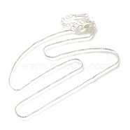 Brass Box Chain Necklaces for Women, Silver, 15.87 inch(40.3cm)(NJEW-M045-02S)