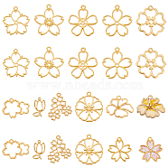 22Pcs 11 Styles Alloy Open Back Bezel Pendants, Flower Charms for DIY UV Resin, Epoxy Resin, Pressed Flower Jewelry, Golden & Light Gold, 24.5~36x14~33.5x2~2.5mm, Hole: 1.5~2.5mm, 2pcs/style(FIND-OC0002-83)