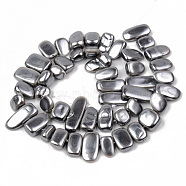 Electroplate Natural Freshwater Shell Beads Strands, Nuggets, Gray, 7~9x7~27x4~7mm, Hole: 1mm, about 48~50pcs/strand, 15.75 inch(40cm)(SHEL-R049-025)
