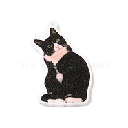 Printed Transparent Acrylic Pendants, Cat Shape, 41x26x2mm, Hole: 1.4mm(MACR-P043-C01)