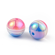 UV Plating Rainbow Iridescent Resin Beads, Round, Colorful, 16x15mm, Hole: 3mm(RESI-I048-01B)