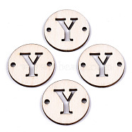 Unfinished Natural Poplar Wood Links Connectors, Laser Cut, Flat Round with Word, Letter.Y, 29.5x2.5mm, Hole: 2.5mm(WOOD-S045-140B-01Y)
