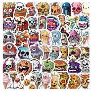 50Pcs Halloween Skull PVC Self Adhesive Cartoon Stickers, Waterproof Dreadful Food Decals for Laptop, Bottle, Luggage Decor, Mixed Color, 52.5~57.5x28.5~56x0.2mm(STIC-B001-11)