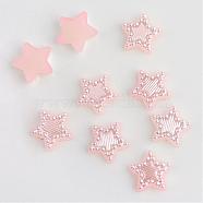 ABS Plastic Imitation Pearl Cabochons, Star, Pink, 10x11x2mm, about 2000pcs/bag(OACR-S007-Z4)