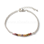 Natural Tourmaline Beaded Bracelets, with 304 Stainless Steel Rolo Chain, 7.48 inch(190mm)(BJEW-JB06384-12)