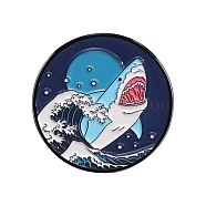 Colorful Wave Theme Metal Enamel Pins, Shark, 31mm(PW-WGBDD37-01)