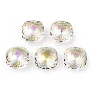 K9 Glass Rhinestone Cabochons, Pointed Back & Back Plated, Faceted, Square, Jonquil, 10x10x6mm(MRMJ-T075-03)