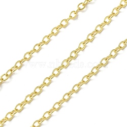 Brass Cable Chains, Soldered, with Spool, Real 18K Gold Plated, 2x1.5x0.5mm(CHC-U002-05G-01)